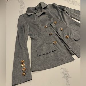 NWOT Grey blazer with bronze gold buttons